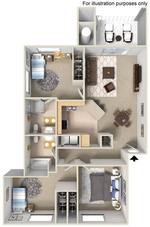 three bedroom apartment floor plan